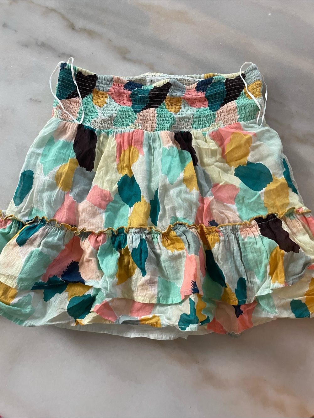 THML Multicolor Tiered Ruffle Skirt - Teal, Pink, Mustard, Black
